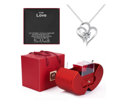 Packaging of Red Apple Jewelry Box with Eternal Rose - WEVOR