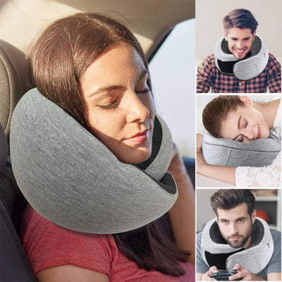 U-Shaped Travel Neck Pillow with Memory Foam for Airplane Comfort - WEVOR