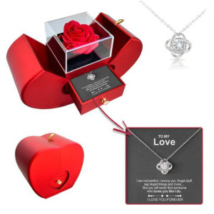 Packaging of Red Apple Jewelry Box with Eternal Rose - WEVOR