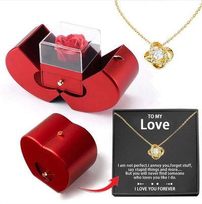 Packaging of Red Apple Jewelry Box with Eternal Rose - WEVOR