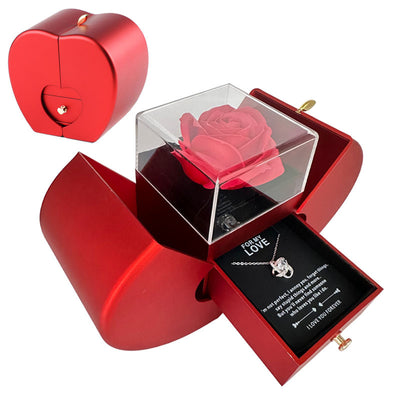 Packaging of Red Apple Jewelry Box with Eternal Rose - WEVOR